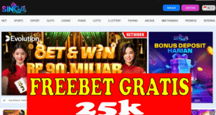 Freebet Tanpa Deposit 25k Gratis Dari SINGAASIA